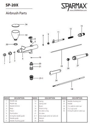 Sparmax SP-20X Airbrush - Nozzle 0.2 mm – Bild 2