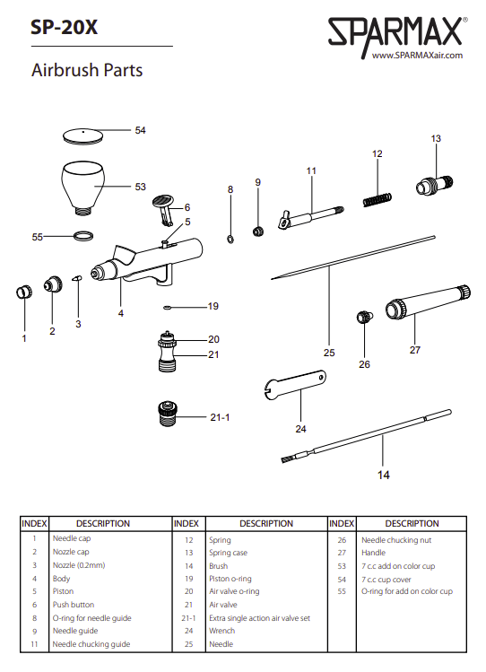 Sparmax SP-20X Airbrush - Nozzle 0.2 mm – Bild 2