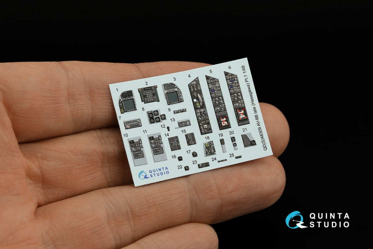 Quinta Studio QDS-48309 AV-8B Late 3D-Printed &amp;amp; coloured Interior on decal paper (Hasegawa) (Small version) 1/48 – immagine 5