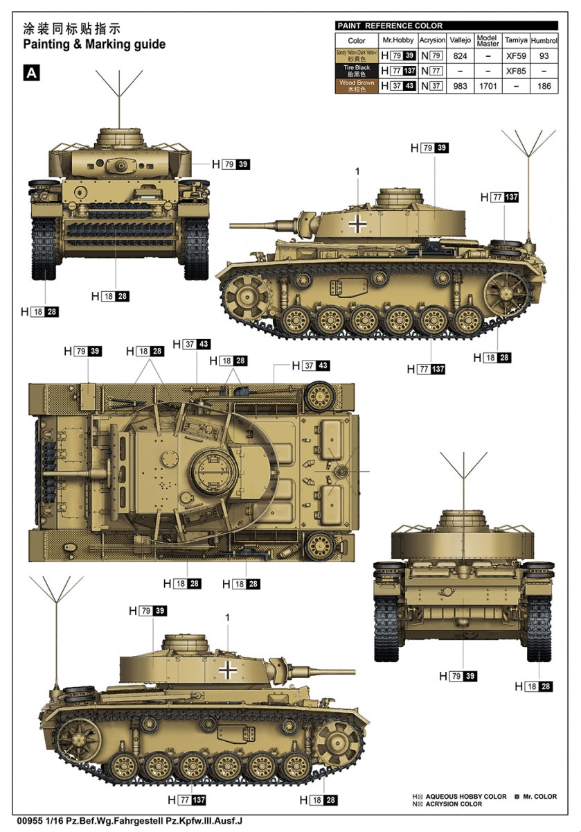 Trumpeter 00955 Pz.Bef.Wg.Fahrgestell Pz.Kpfw.III.Ausf.J 1/16 – Bild 2