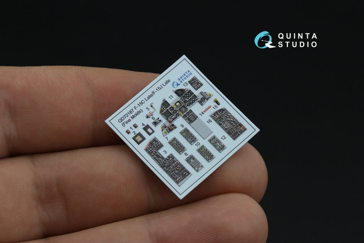 Quinta Studio QD72187 F-15C Late/J Late 3D-Printed &amp;amp; coloured Interior on decal paper (Fine Molds) 1/72 – immagine 7