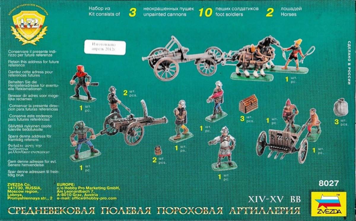 Zvezda 8027 Medieval Field Powder Artillery 1/72 – imagen 2