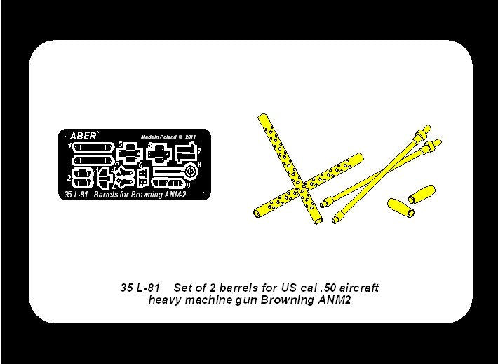 Aber 35L-081 Set of 2 standard barrels for U.S aircraft machine guns cal .50 Browning ANM2 1/35 – immagine 5