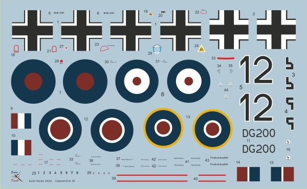 Exotic Decals 32032 Captured Emil #2 - Captured Bf 109 E-4/B W.Nr 4101 1/32