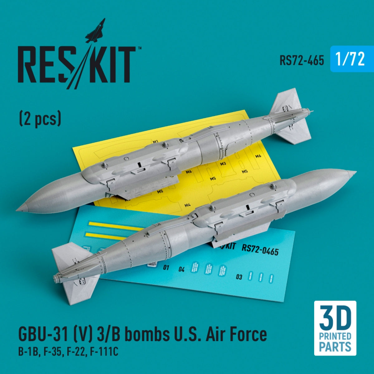 RESKIT RS72-0465 GBU-31 (V) 3/B bombes US Air Force (2 pièces) (Impression 3D) 1/72