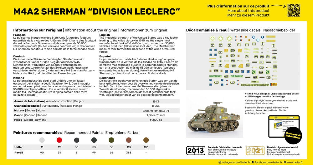 Heller 79894 M4A2 Sherman Division Leclerc deco.FR 1/72 – imagen 4