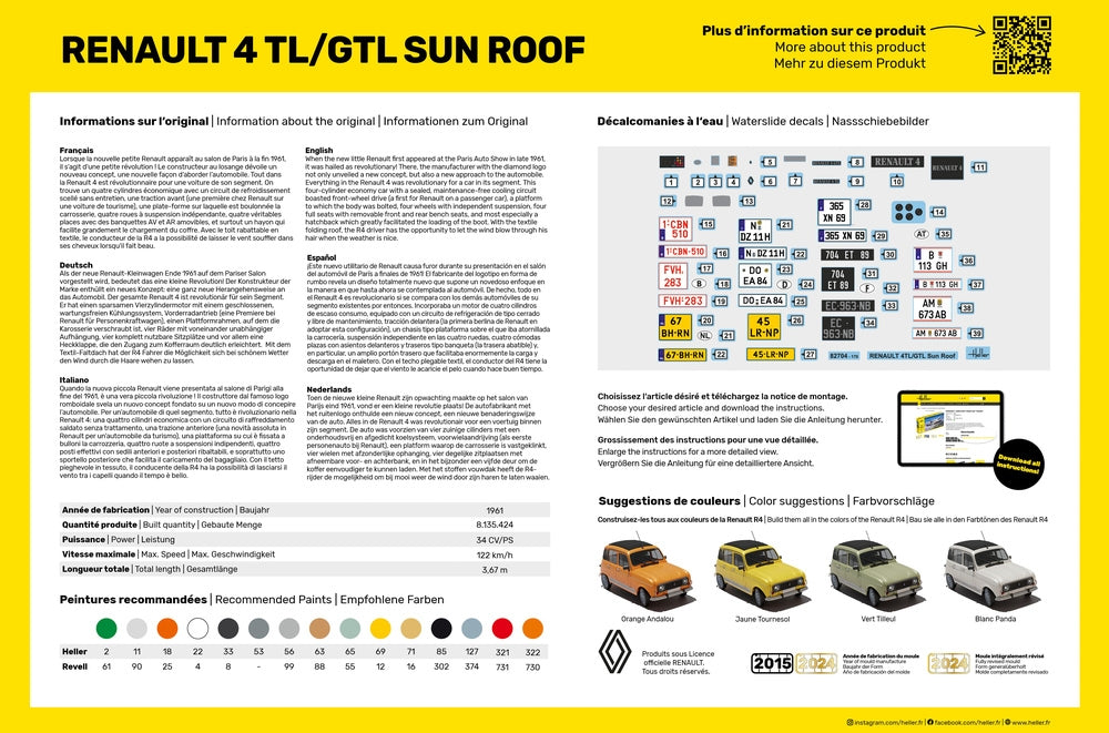 Heller 58704 Renault 4 TL/GTL Sun Roof - Starter Kit 1/24 – immagine 4