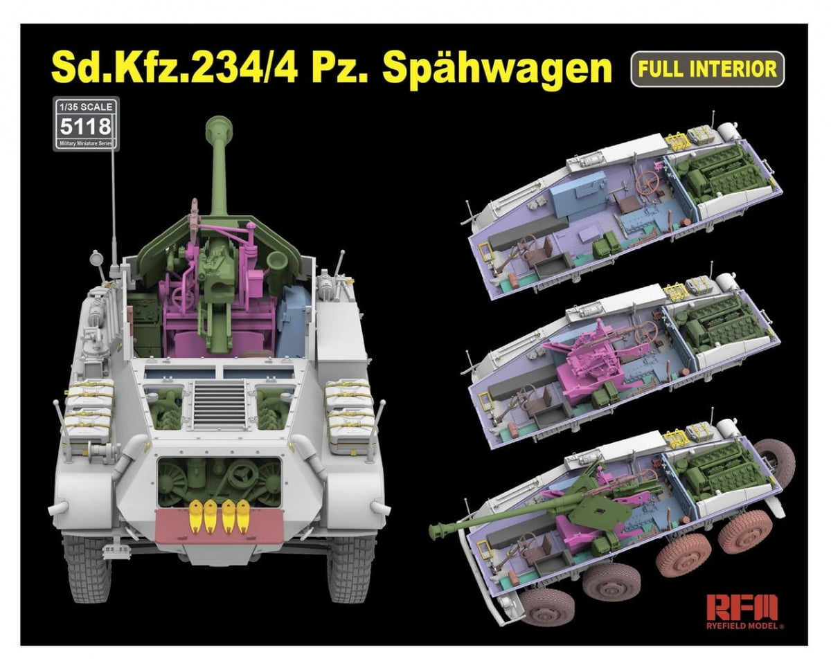Rye Field Model 5118 Sd.Kfz. 234/4 Pz. Spähwagen with Full Interior 1/35 – image 3