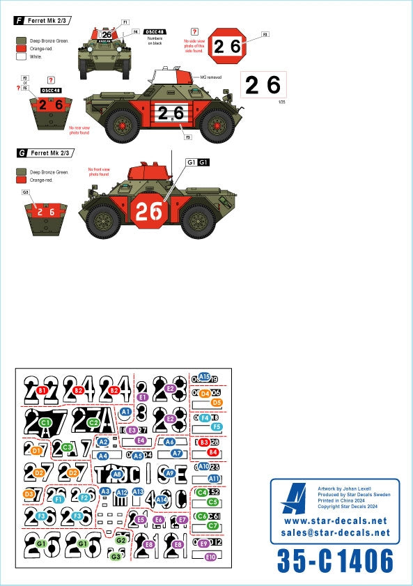 Star Decals 35-C1406 BATUS # 1. British Army Training Unit Suffield in Canada. Ferret Mk 1/2 and Mk 2/3. Range Safety Control Group 1/35 – zdjęcie 3
