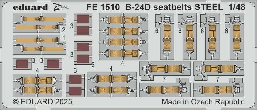 Eduard FE1510 B-24D seatbelts STEEL HOBBY BOSS 1/48
