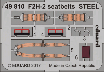 Ceintures de sécurité Eduard 49810 F2H-2 STEEL KITTY HAWK 1/48