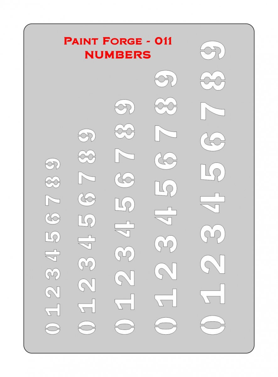 Paint Forge PFST011M STENCIL - NUMBERS