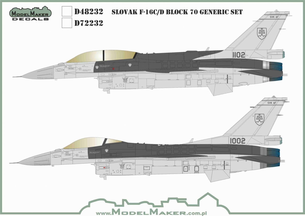 ModelMaker Decals D48232 Slovak F-16C/D generic set 1/48