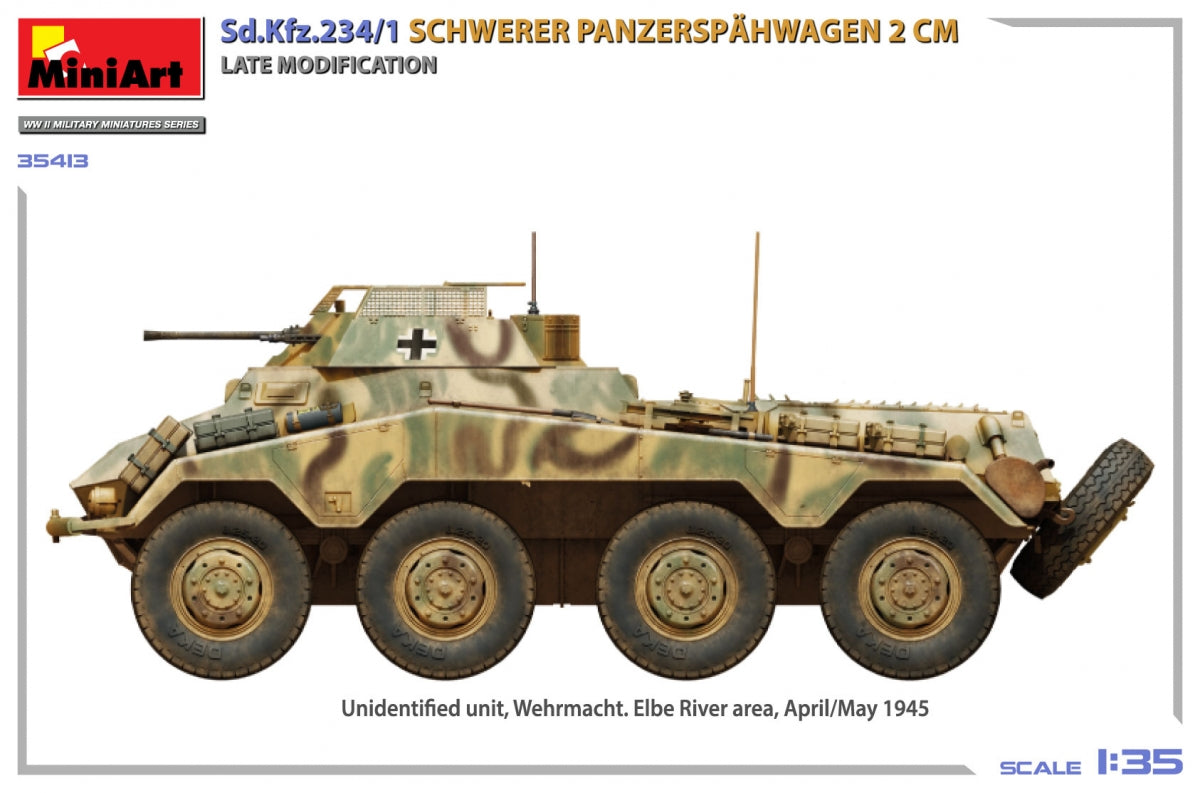 MiniArt 35413 Sd.Kfz.234/1 Schwerer Panzerspähwagen (2 cm). Late Mod 1/35 – immagine 8