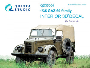 Quinta Studio QD35004 GAZ 69 Family 3D-Printed &amp;amp; coloured Interior on decal paper (for Bronco kit) 1/35