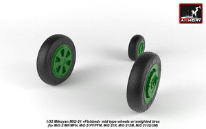 Armory Models AW32010 Mikoyan MiG-21 Fishbed wheels w/ weighted tires, mid 1/32 – immagine 5