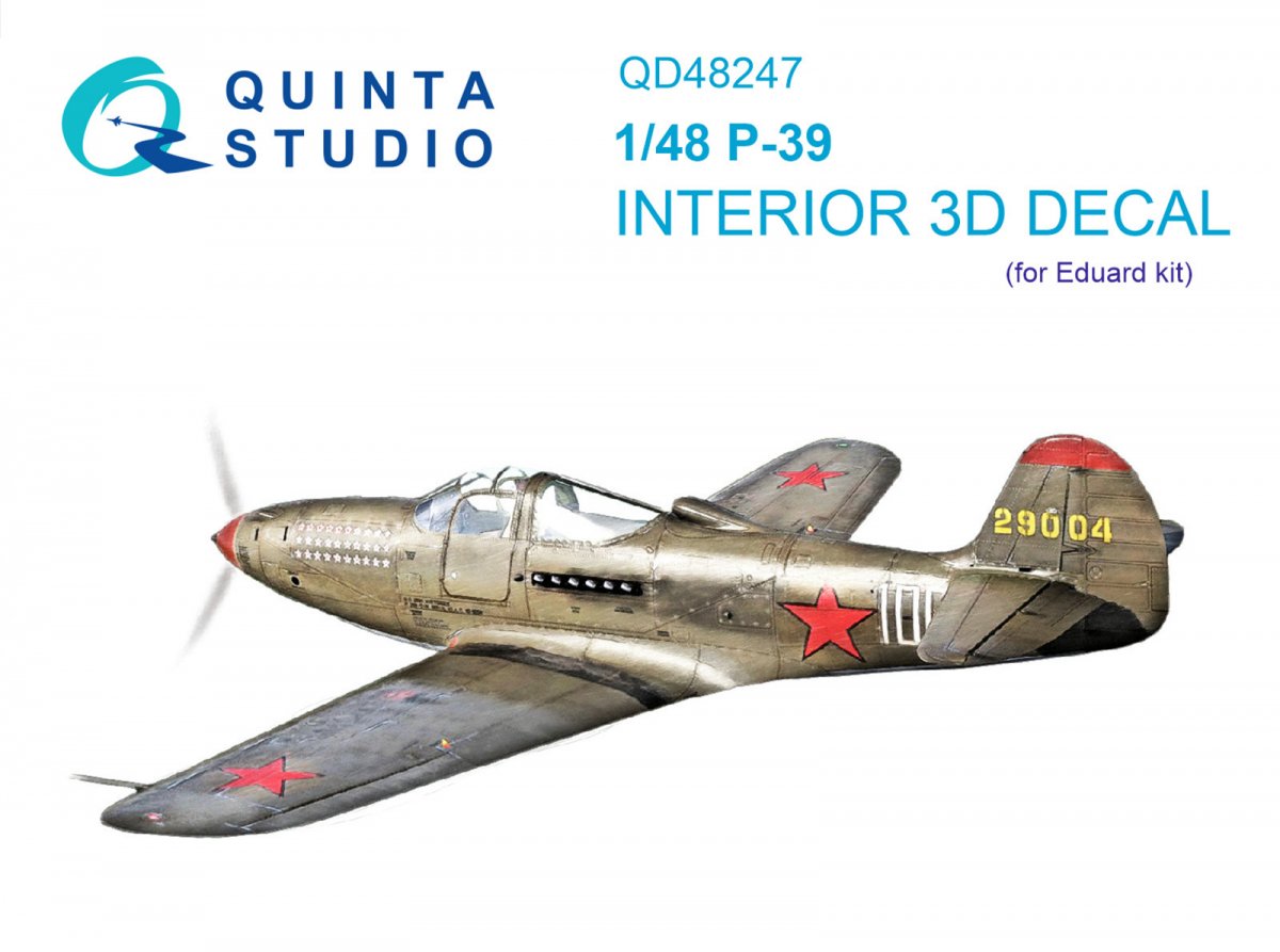 Quinta Studio QD48247 P-39 3D-Printed &amp;amp; coloured Interior on decal paper ( Eduard ) 1/48