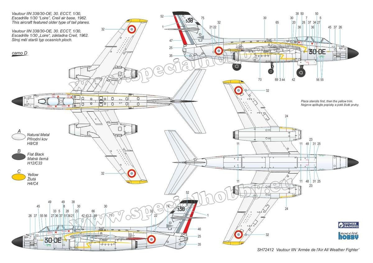 Special Hobby 72412 S. O. 4050 Vautour II &amp;#39;Armée de l&amp;#39; Air All Weather Fighter&amp;#39; 1/72 – immagine 6
