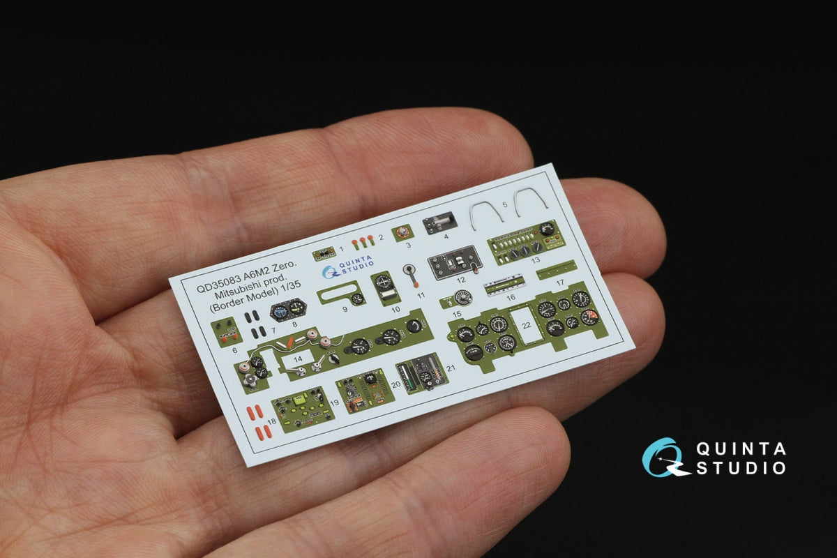 Quinta Studio QD35083 A6M2 Zero (Mitsubishi Prod.) 3D-Printed &amp;amp; coloured Interior on decal paper (Border Model) 1/35 – imagen 4