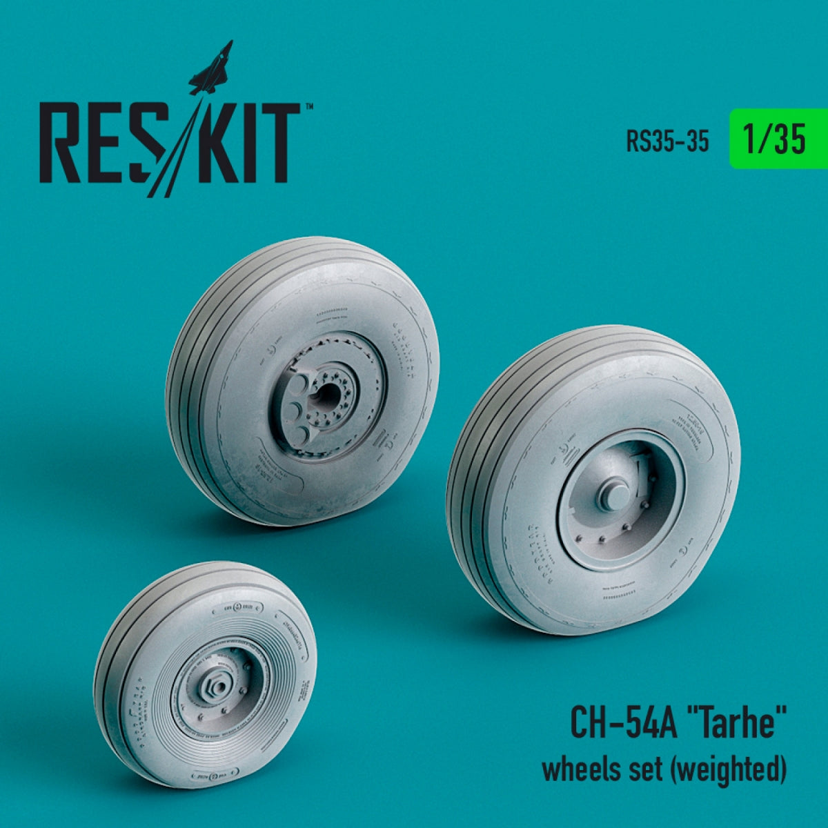 RESKIT RS35-0035 CH-54A &amp;quot;TARHE&amp;quot; WHEELS SET (WEIGHTED) 1/35
