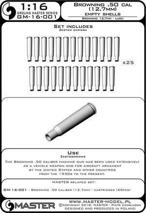 Master GM-16-001 Browning .50 caliber (12,7mm) - łuski (25sztuk) 1/16 – imagen 4