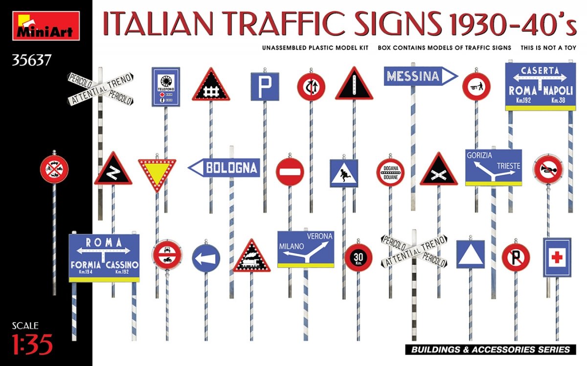 MiniArt 35637 ITALIAN TRAFFIC SIGNS 1930-40&amp;#39;s 1/35 – image 2