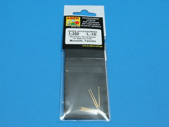 Aber 350L-10 Set of 6 pcs 155 mm barrels for Japanese ships Yamato and Musashi 1/350 – immagine 4