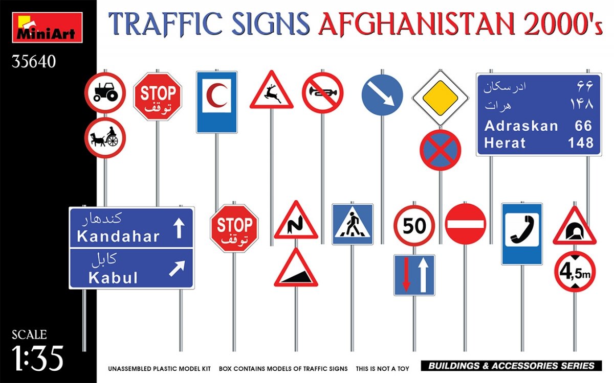 MiniArt 35640 SIGNAUX DE SIGNALISATION AFGHANISTAN ANNÉES 2000 1/35