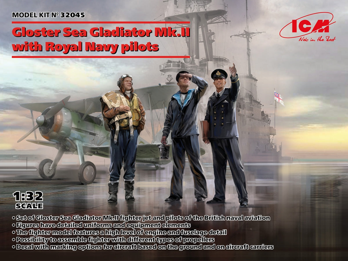 ICM 32045 Gloster Sea Gladiator Mk.II With Royal Navy pilots 1/32 – immagine 2