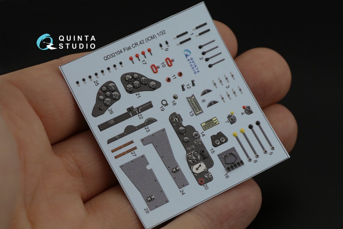 Quinta Studio QD32104 Fiat CR.42 3D-Printed &amp;amp; coloured Interior on decal paper (ICM) 1/32 – immagine 10