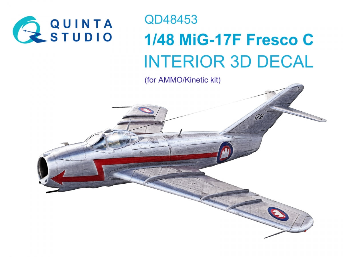 Quinta Studio QD48453 MiG-17F 3D-Printed colored Interior on decal paper (AMMO/Kinetic) 1/48