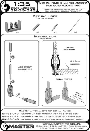 Master GM-35-042 German WWII folding 2m rod antenna (for early PzKpfw II-IV) (1pcs) 1/35 – Bild 7