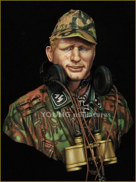 Young Miniatures YM1851 Officier de char SS allemand WAFFEN, Seconde Guerre mondiale, échelle 1/10 