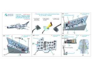 Quinta Studio QDS-48480 Su-17M4/Su-22M4 3D-Printed &amp;amp; coloured Interior on decal paper (Hobby Boss) (Small version) 1/48 – immagine 2