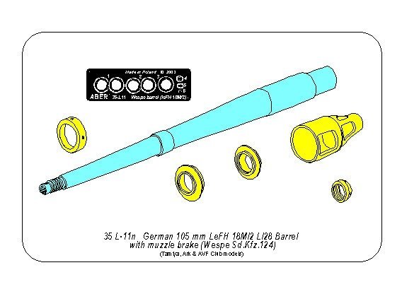 Aber 35L-011N Lufa 105mm LeFH 18M/2 L/28 do niemieckie haubicy &amp;#39;Wespe&amp;quot; 1/35 – immagine 3
