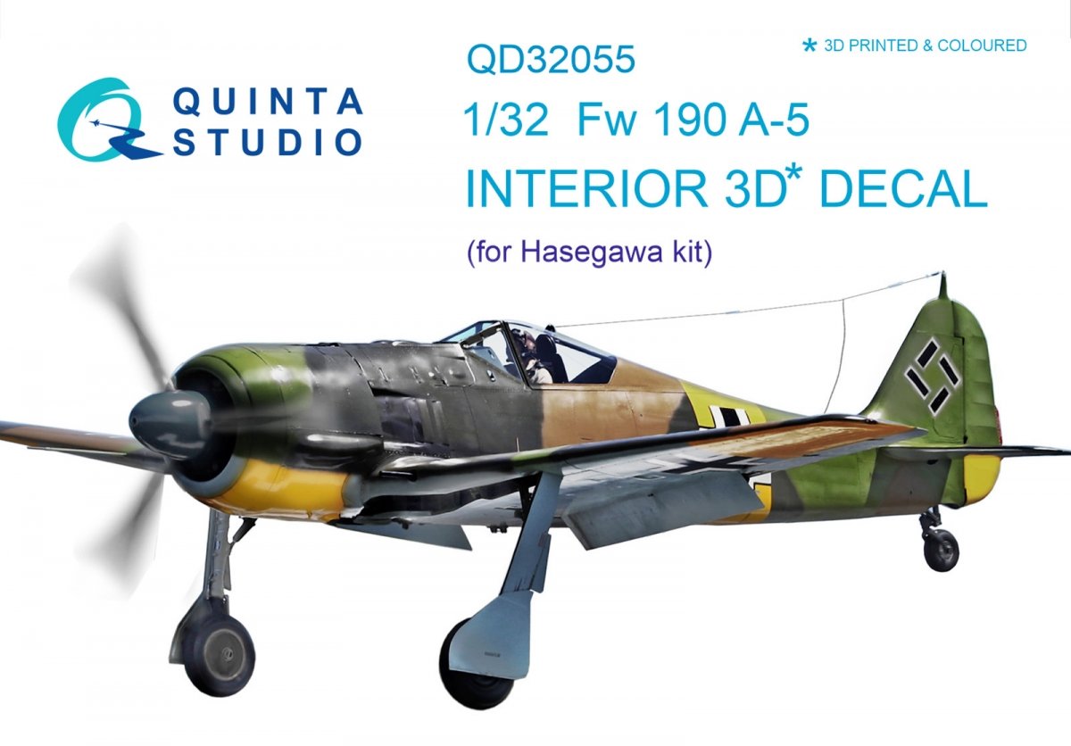 Intérieur imprimé en 3D et coloré sur papier décalcomanie Quinta Studio QD32055 FW 190A-5 (pour maquette Hasegawa) 1/32