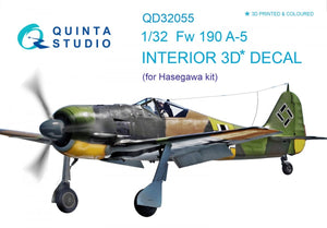 Quinta Studio QD32055 FW 190A-5 3D-Printed &amp;amp; coloured Interior on decal paper (for Hasegawa kit) 1/32