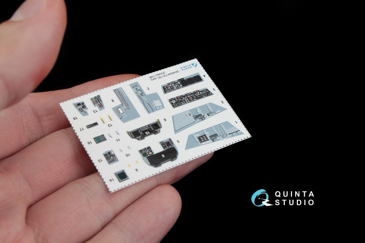 Quinta Studio QD48044 F/A-18C (early) 3D-Printed &amp;amp; coloured Interior on decal paper (for Kinetic) 1/48 – immagine 6