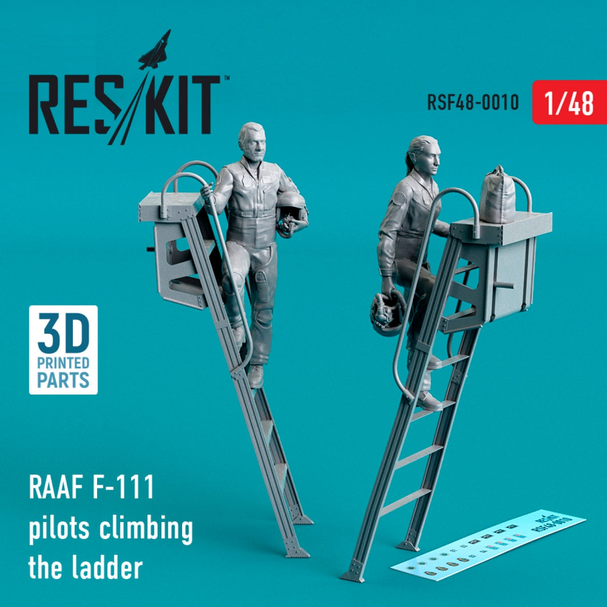 RESKIT RSF48-0010 PILOTES DE F-111 DE LA RAAF GRIMPANT À L'ÉCHELLE (2 PIÈCES) (IMPRIMÉ EN 3D) 1/48 