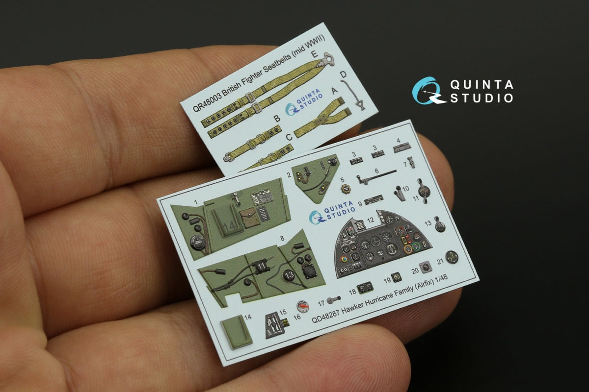 Quinta Studio QD48287 Hawker Hurricane family 3D-Printed &amp;amp; coloured Interior on decal paper (Airfix) 1/48 – immagine 11