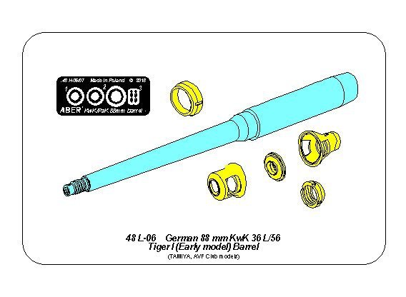 Aber 48L-06 German 88mm KwK 36 L/56 Tiger I Early Barrel (For AFV Club / Tamiya) 1/48 – Bild 3