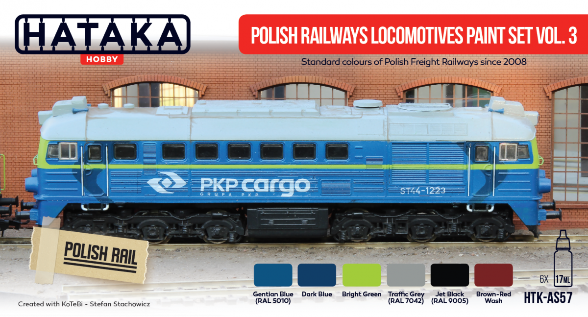 Coffret de peinture pour locomotives Hataka HTK-AS57 des Chemins de fer polonais, volume 3 