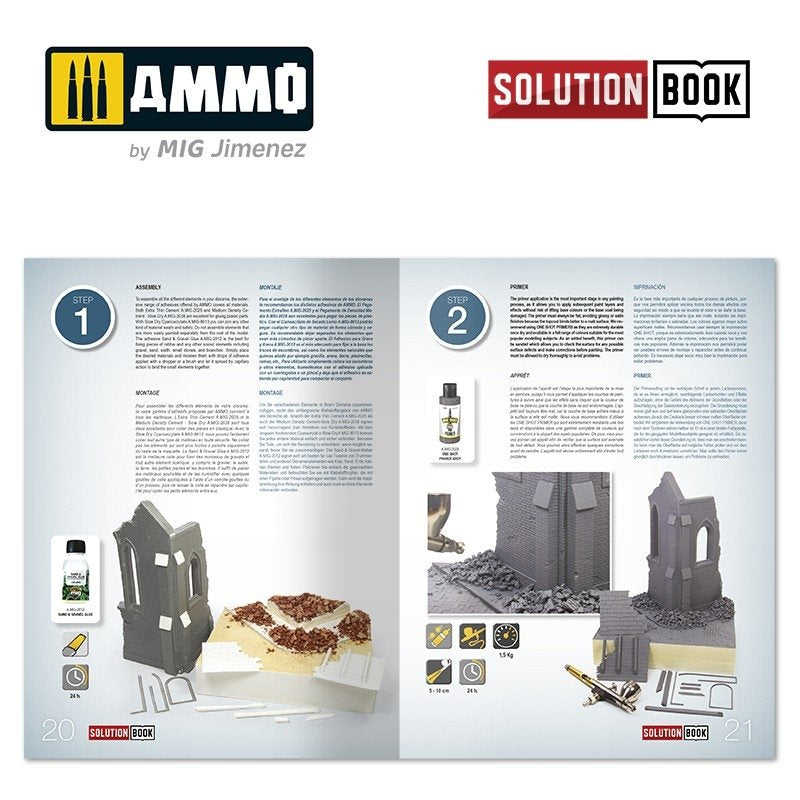 AMMO of Mig Jimenez 6510 How to Paint Brick Buildings. Colors &amp;amp; Weathering System Solution Book (Multilingual) – imagen 2
