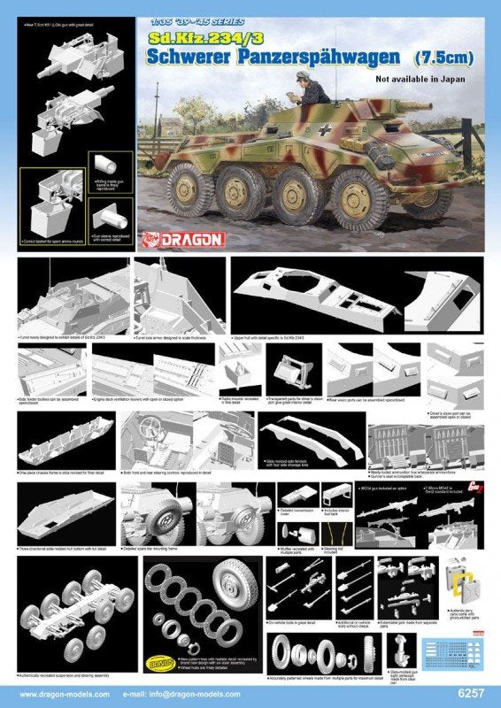 Dragon 6257 Sd. Kfz. 234/3 schwerer Panzerspahwagen (7.5cm) 1/35 – immagine 2