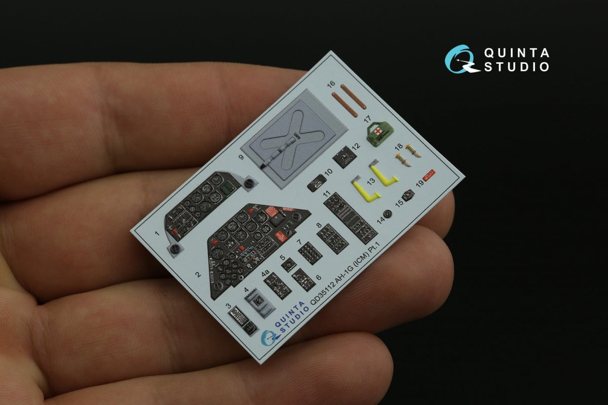 Quinta Studio QD35112 AH-1G Cobra 3D-Printed &amp;amp; coloured Interior on decal paper (ICM) 1/35 – immagine 4