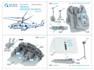 Quinta Studio QDS-48470 Ka-52 3D-Printed coloured Interior on decal paper (Zvezda) (Small version) 1/48 – immagine 2
