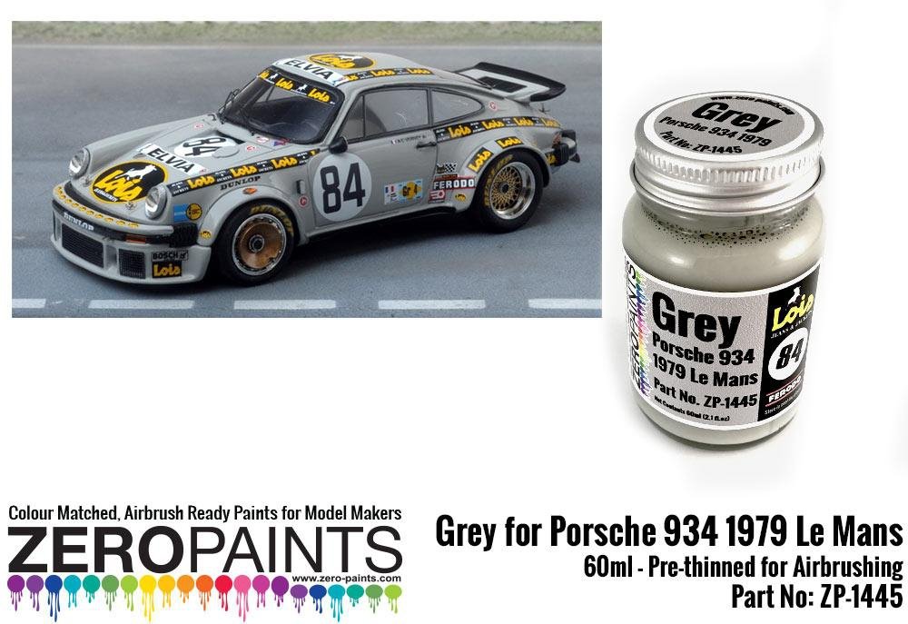 Peinture grise Zero Paints ZP-1445 pour Porsche 934 1979 n° 84 Le Mans, 60 ml 