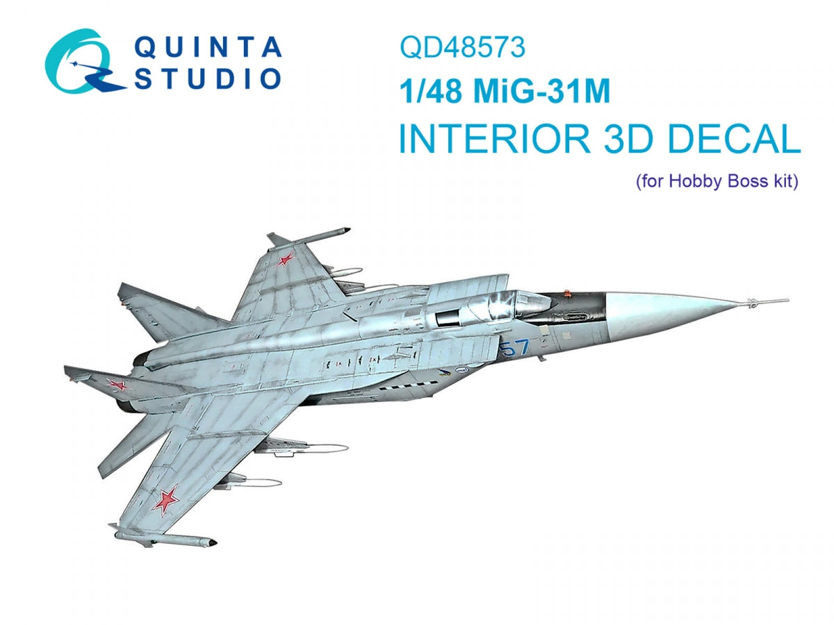 Quinta Studio QD48573 MiG-31M 3D-Printed &amp;amp; coloured Interior on decal paper (Hobby Boss) 1/48