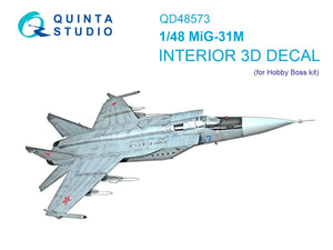 Quinta Studio QD48573 MiG-31M 3D-Printed &amp;amp; coloured Interior on decal paper (Hobby Boss) 1/48