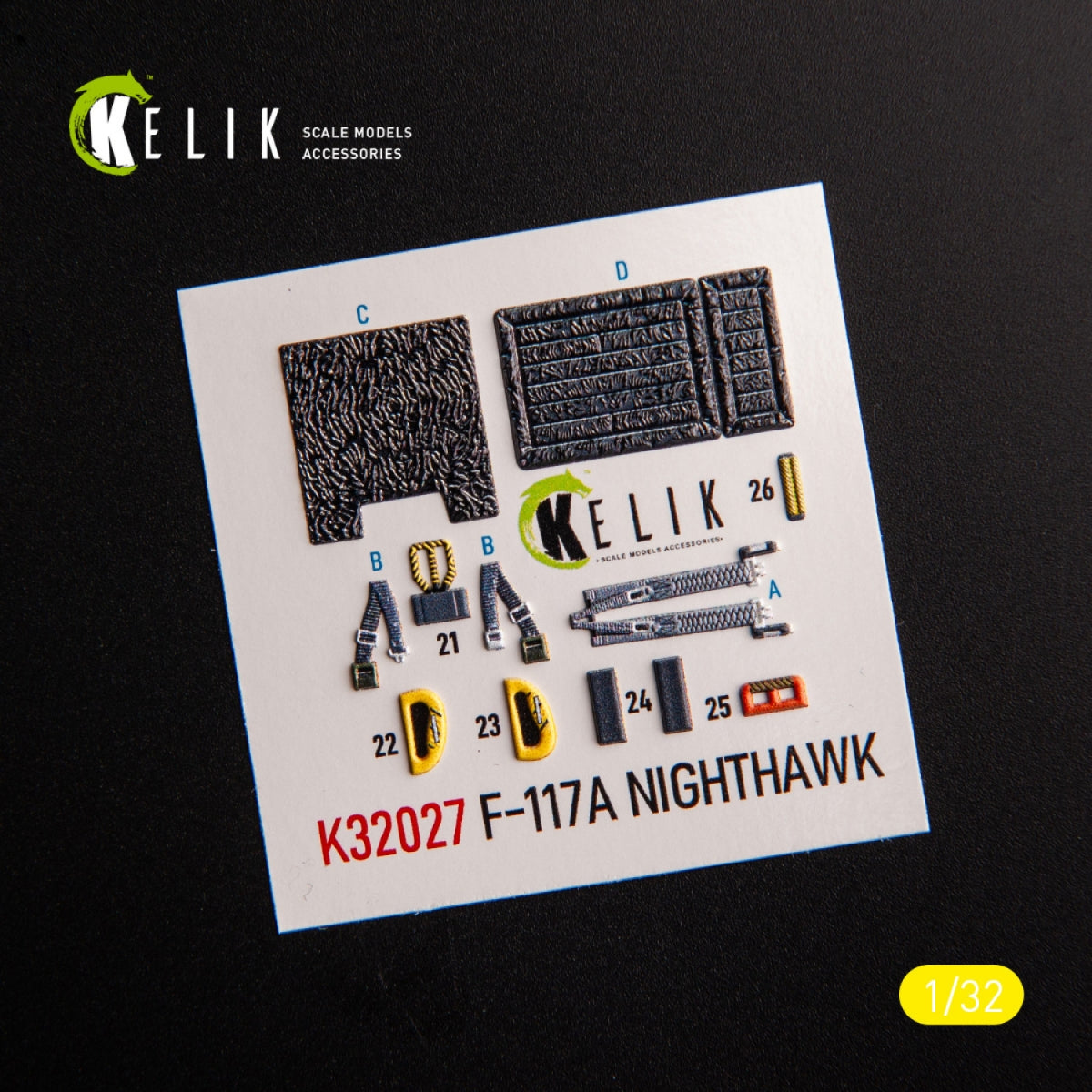 KELIK K32028 F-117A - Type 2 interior 3D decals for Trumpeter kit 1/32 – immagine 3